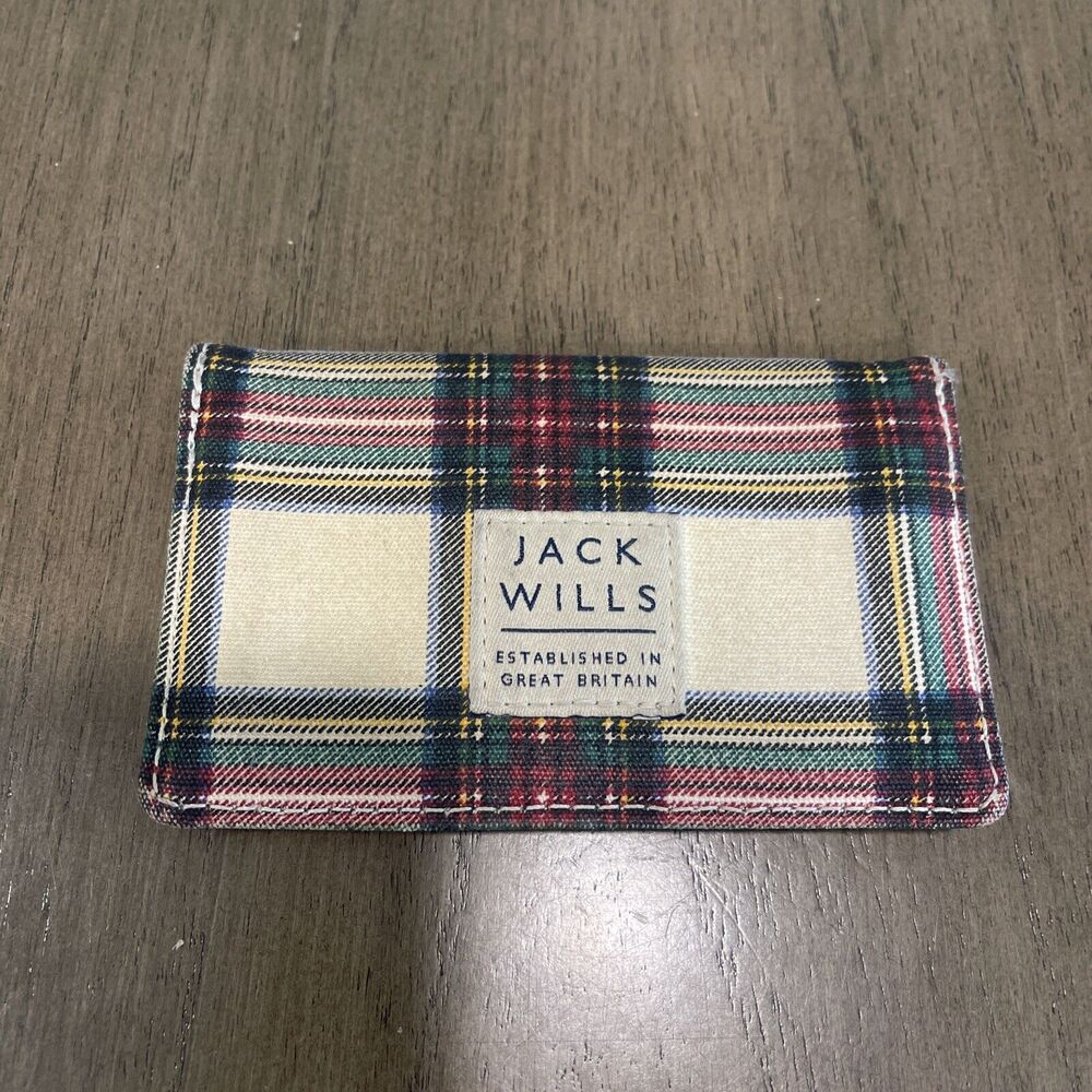 Jack Wills Slim Card Holder Wallet Small Plaid Checker Snap
